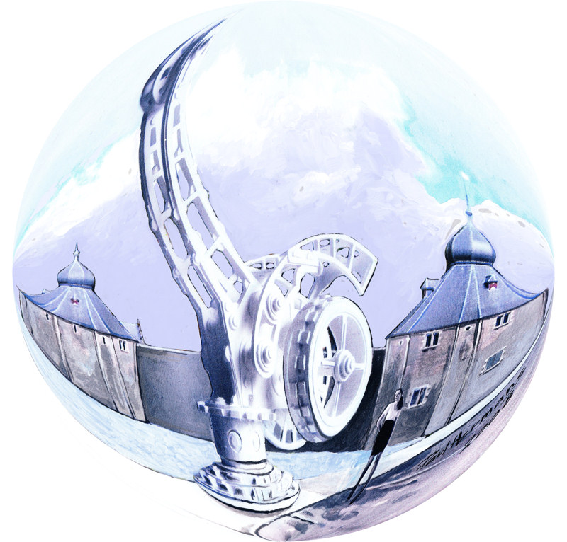 Fish-Eye 'Sanjaardsgat' Breda with harbourcrane